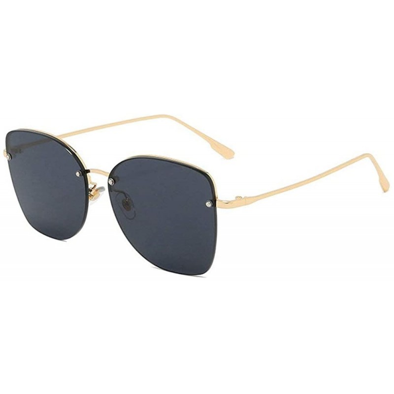 Square 2019 new rivet fashion half frame trend unisex brand designer sunglasses UV400 - Black - C218AWNQHZT $12.65