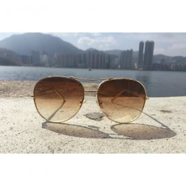 Aviator Vintage Women Sunglasses Oversized Aviator Glasses Gold Metal Classic Frame - Brown - CT18IH4D7K9 $14.55