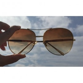 Aviator Vintage Women Sunglasses Oversized Aviator Glasses Gold Metal Classic Frame - Brown - CT18IH4D7K9 $14.55