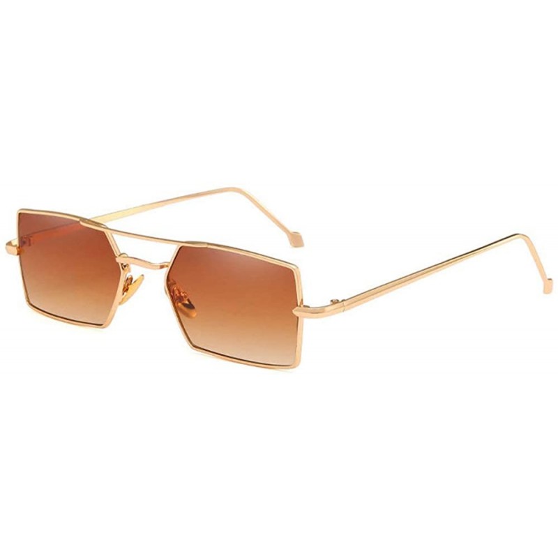 Square 2019 New trend metal fashion square unisex marine lens brand designer sunglasses UV400 - Gold Tea - CS18M90NI23 $13.23