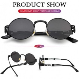 Square Round Steampunk Sunglasses John Lennon Hippie Glasses Metal Frame 100% UV Blocking Lens - CS1908H895G $23.76