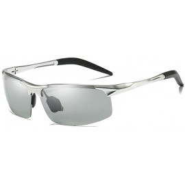 Rimless Topsports Photochromic Polarized Sunglasses Men Al-Mg Titanium Sunglasses for Driving - Silver - C6185T3394M $29.24