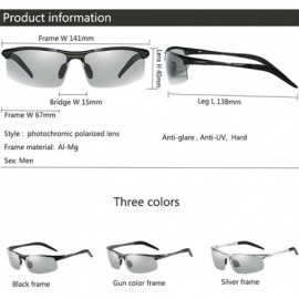 Rimless Topsports Photochromic Polarized Sunglasses Men Al-Mg Titanium Sunglasses for Driving - Silver - C6185T3394M $29.24