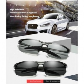 Rimless Topsports Photochromic Polarized Sunglasses Men Al-Mg Titanium Sunglasses for Driving - Silver - C6185T3394M $29.24