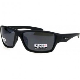 Rectangular Classic All Black Plastic Sport Warp Sunglasses - Matte Black - CD18GZMK3UE $9.48