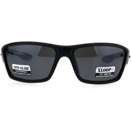 Rectangular Classic All Black Plastic Sport Warp Sunglasses - Matte Black - CD18GZMK3UE $9.48