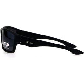 Rectangular Classic All Black Plastic Sport Warp Sunglasses - Matte Black - CD18GZMK3UE $9.48