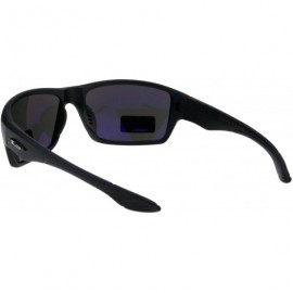 Rectangular Classic All Black Plastic Sport Warp Sunglasses - Matte Black - CD18GZMK3UE $9.48