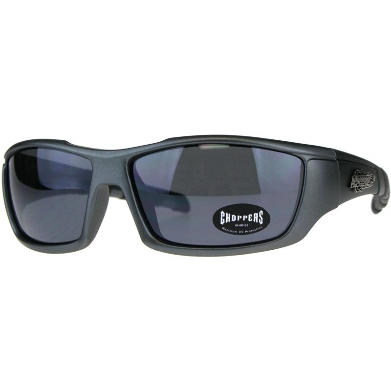 Rectangular Mens Sunglasses Bikers Fashion Wrap Around Shades UV 400 - Gunmetal - CM18DRW05I4 $9.47