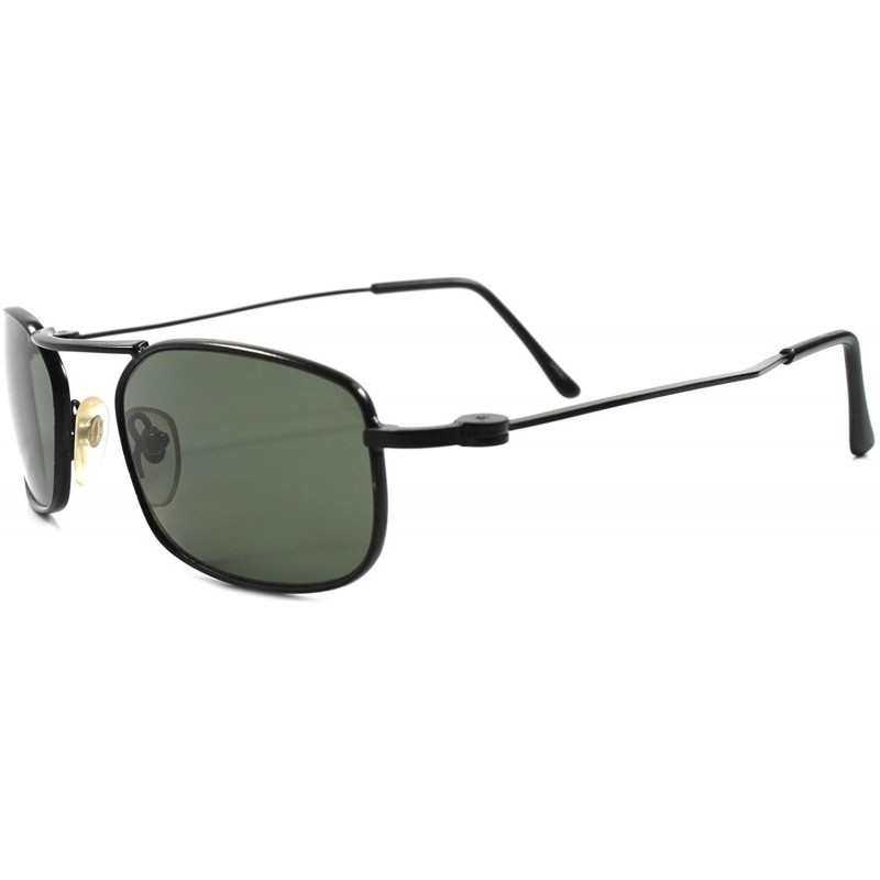 Rectangular Vintage 80s Old Stock Hip Unique Green Lens Black Rectangle Sunglasses - CR18023DTSR $9.38