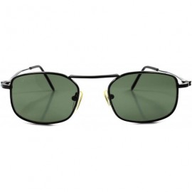 Rectangular Vintage 80s Old Stock Hip Unique Green Lens Black Rectangle Sunglasses - CR18023DTSR $9.38