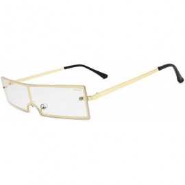 Square Women's Fashion Rectangular Sunglasses UV 400 Proctection - Golden Frame Transparent Lens - CG18T0S63NM $9.57