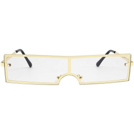 Square Women's Fashion Rectangular Sunglasses UV 400 Proctection - Golden Frame Transparent Lens - CG18T0S63NM $9.57