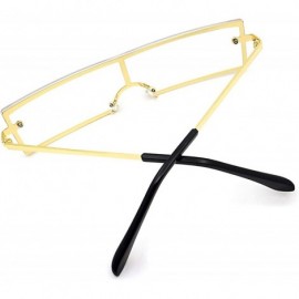 Square Women's Fashion Rectangular Sunglasses UV 400 Proctection - Golden Frame Transparent Lens - CG18T0S63NM $9.57