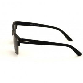 Square Translucent Soft Matte Classic Vintage Half Rim Retro Square Sunglasses - Dark Lens - Black - CF17Z7QLMN0 $14.15