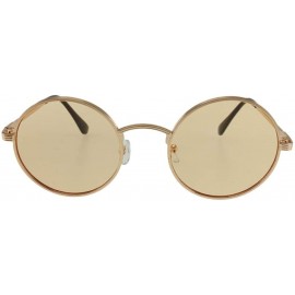 Round Kaia - Metal Round Fashion Sunglasses with Microfiber Pouch - Gold / Tan - CW18IRWIOWU $14.83