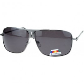 Rectangular SA106¨ Polarized Luxury Racer Flat Top Metal Rectangular Pilot Sunglasses - Gunmetal - CK11ZFVYX95 $9.97