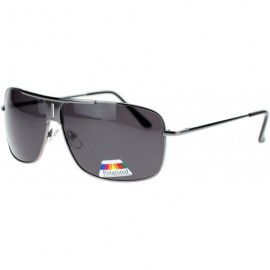 Rectangular SA106¨ Polarized Luxury Racer Flat Top Metal Rectangular Pilot Sunglasses - Gunmetal - CK11ZFVYX95 $9.97