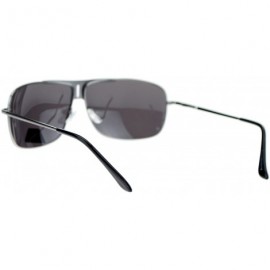 Rectangular SA106¨ Polarized Luxury Racer Flat Top Metal Rectangular Pilot Sunglasses - Gunmetal - CK11ZFVYX95 $9.97