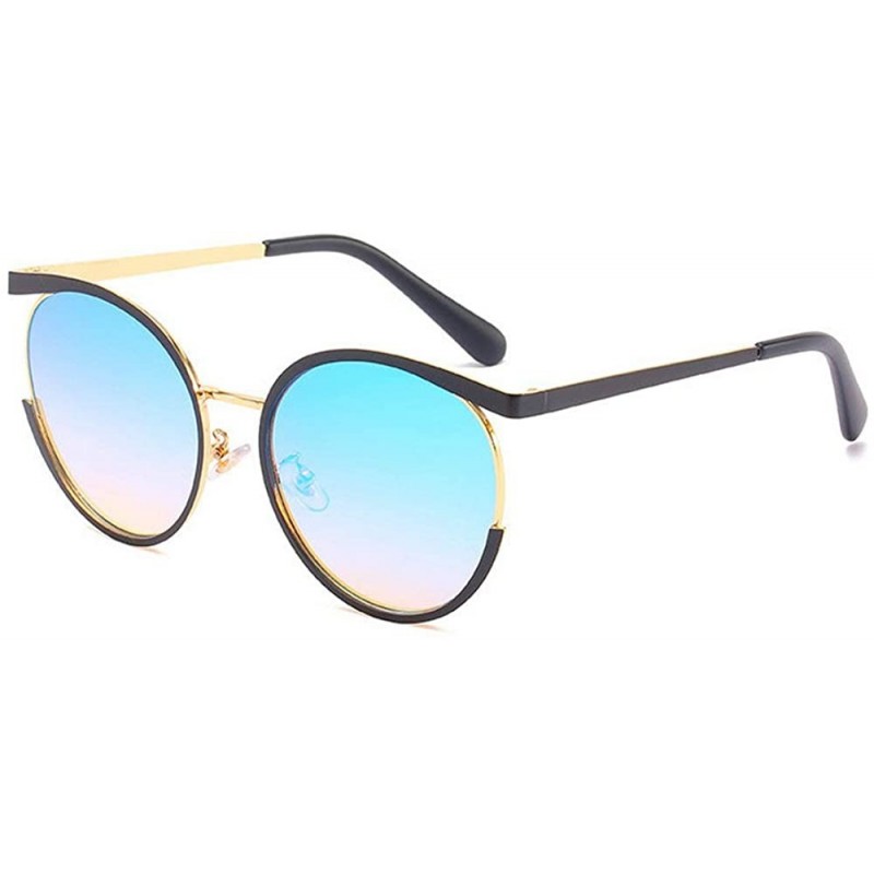 Round Ultra light Fashion Lady Unique Designer Sunglasses Round Frame Men Cat Glasses UV400 - Blue - CZ18SHOAT2D $9.42