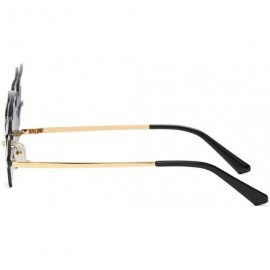 Rectangular Irregular Flame Shape Sunglasses Fashion Flat Lens Mirrored Metal Frame Glasses - Black - CS196AZSEHU $8.65