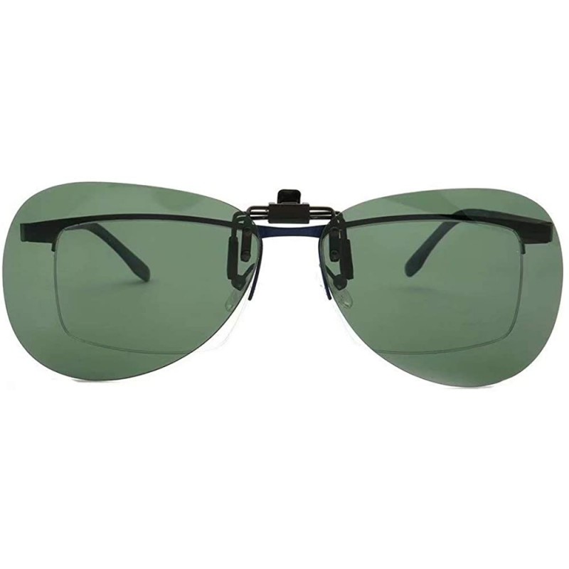 Aviator Clip On Polarized Aviator Sunglass Lenses Clip Flip Up Lenses Men Women Fashion - Green - CI18X7223DS $12.10