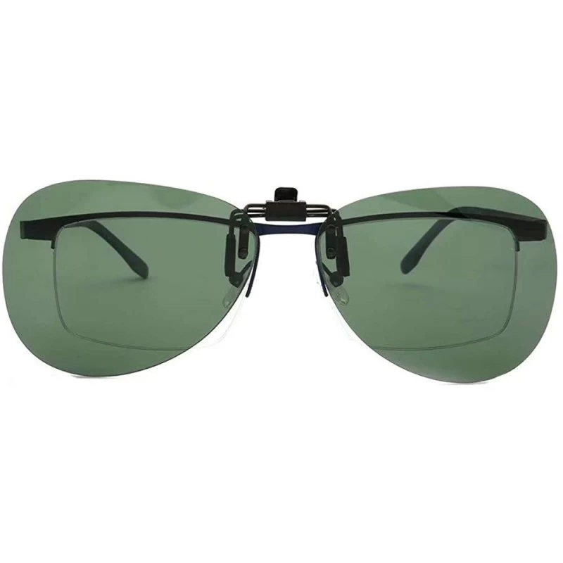 Aviator Clip On Polarized Aviator Sunglass Lenses Clip Flip Up Lenses Men Women Fashion - Green - CI18X7223DS $12.10