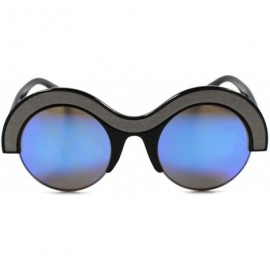 Round Designer Vintage Style Sexy Upscale Unique Womens Circle Round Sunglasses - Black / Blue - C7189RELRY4 $10.50