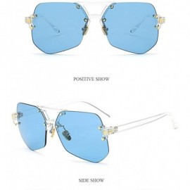 Rimless Unisex Rimless Irregular HD Sunglasses for Driving Fishing UV Protection - Blue - CZ18CYH7DME $20.01