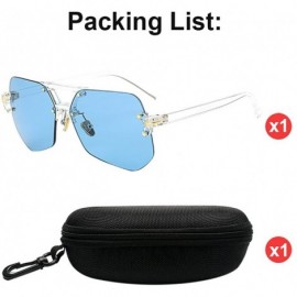 Rimless Unisex Rimless Irregular HD Sunglasses for Driving Fishing UV Protection - Blue - CZ18CYH7DME $20.01