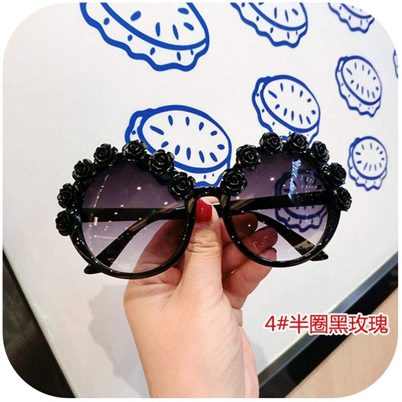 Square 18 Design Summer Sunglasses Women Sweet Flower Rhinestone Round Sun Glasses Vintage Retro Beach Ladies Shades - C8198Z...