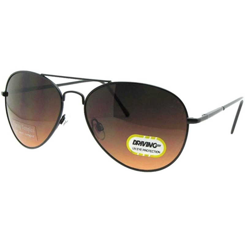 Aviator Aviator Amber Driving Lens Sunglass AV12 - Black Frame-amber Lenses - CT18DWQES89 $8.97