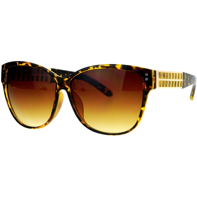 Square Womens Oversized Fashion Sunglasses Designer Style Square Frame - Tortoise (Brown Gradient) - CZ187DWR8GM $12.23