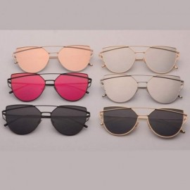 Cat Eye Pink Vintage Mirror Female Women Cat Eye Sunglasses Brand Designer Ladies Sun Glasses Oculos Feminino - C1 - C7197Y7R...