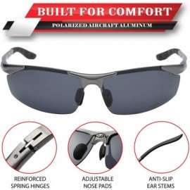 Sport Polarized Aircraft Al-Mg Driving Sport Fishing Sunglasses For Women Men - Pewter Gun Metal - Polarized Smoke - CI18HWQY...