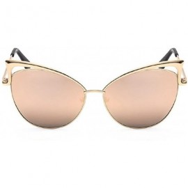 Oversized Sunglasses Women Oversized Cateye Fashion Metal Frame Mirrored Goggles - Pink - C118CRI673E $10.55