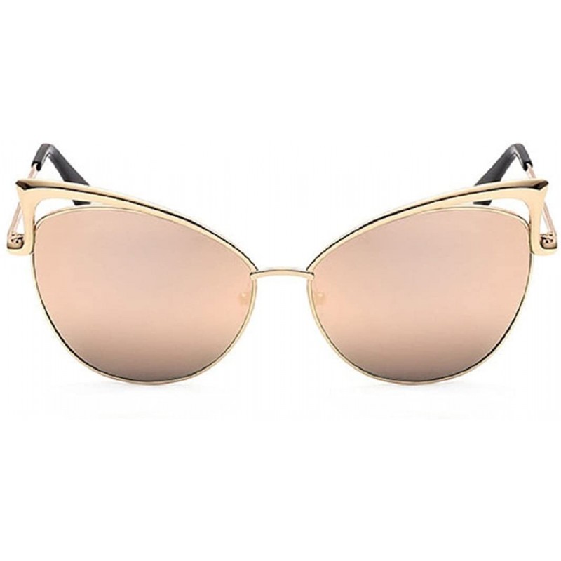 Oversized Sunglasses Women Oversized Cateye Fashion Metal Frame Mirrored Goggles - Pink - C118CRI673E $10.55