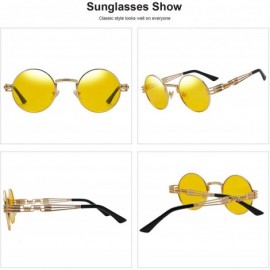 Rectangular Steampunk Round Sunglasses for Men and Women John Lennon Glasses Circle Metal Eyewear - CW18THYKZY5 $13.52