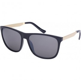 Wayfarer Modern Horned Rim Sunglasses with Flash Mirrored Lens 541000-FM - Black - CH128UBK7Q9 $7.74