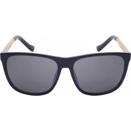 Wayfarer Modern Horned Rim Sunglasses with Flash Mirrored Lens 541000-FM - Black - CH128UBK7Q9 $7.74