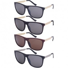 Wayfarer Modern Horned Rim Sunglasses with Flash Mirrored Lens 541000-FM - Black - CH128UBK7Q9 $7.74