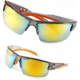 Sport Unisex Polarized Mirrored Sports Wrap Sunglasses P006 - Grey Orange/ Yellow Revo - CL186M3Q45Q $9.02