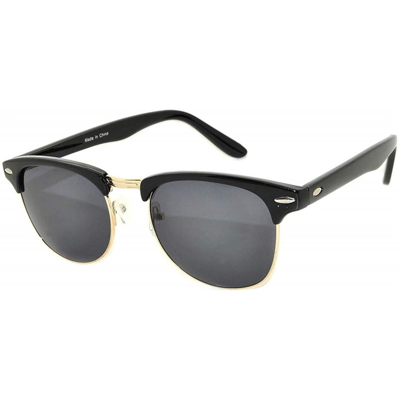 Wayfarer Retro Classic Sunglasses Metal Half Frame With Colored Lens Uv 400 - Black-gold Smoke - CW11QDD6H1V $10.89