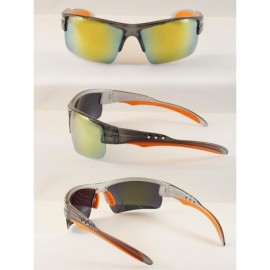 Sport Unisex Polarized Mirrored Sports Wrap Sunglasses P006 - Grey Orange/ Yellow Revo - CL186M3Q45Q $9.02