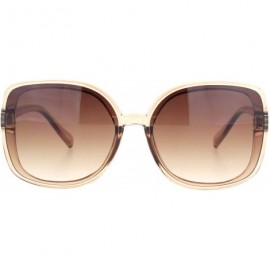 Butterfly Womens Squared Horn Rim Luxury Panel Lens Sunglasses - Translucent Beige Gradient Brown - CV18NUUWDA8 $11.35