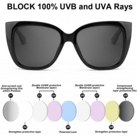 Cat Eye Sunglasses for women polarized Cat Eyes Fashion Design Style for Driving-100% UVA/UVB Protection - Black - CT18T4WMUX...