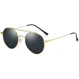 Round Unisex Sunglasses Retro Gold Grey Drive Holiday Round Non-Polarized UV400 - Gold Grey - CC18R96XRHK $10.52