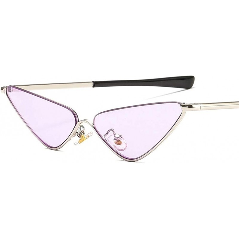 Womens Metal Rim Reflective Lens Cat Eye Tip Round Retro Sunglasses