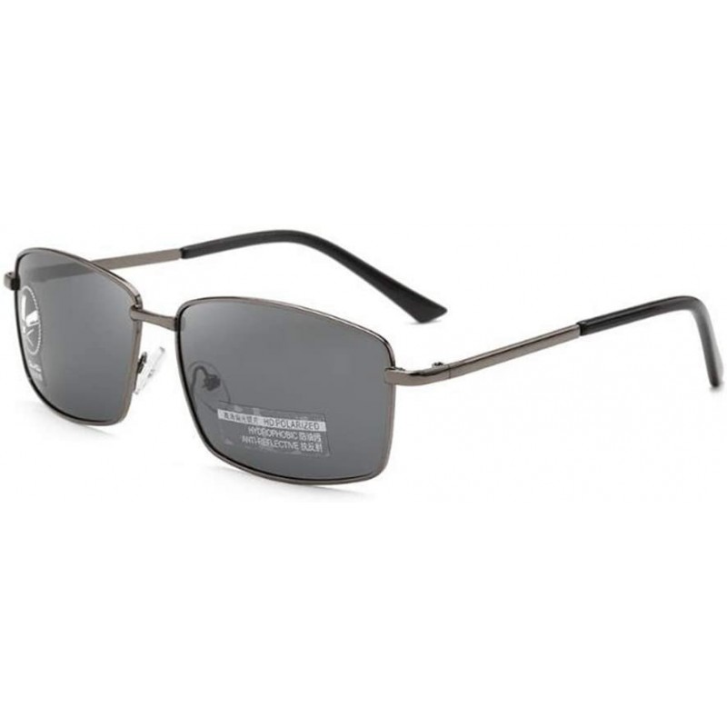 Square Driving Discoloration Sunglasses Polarized Protection - Gun Frame Full Gray - C7190T800L5 $6.49