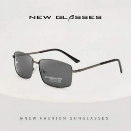 Square Driving Discoloration Sunglasses Polarized Protection - Gun Frame Full Gray - C7190T800L5 $6.49